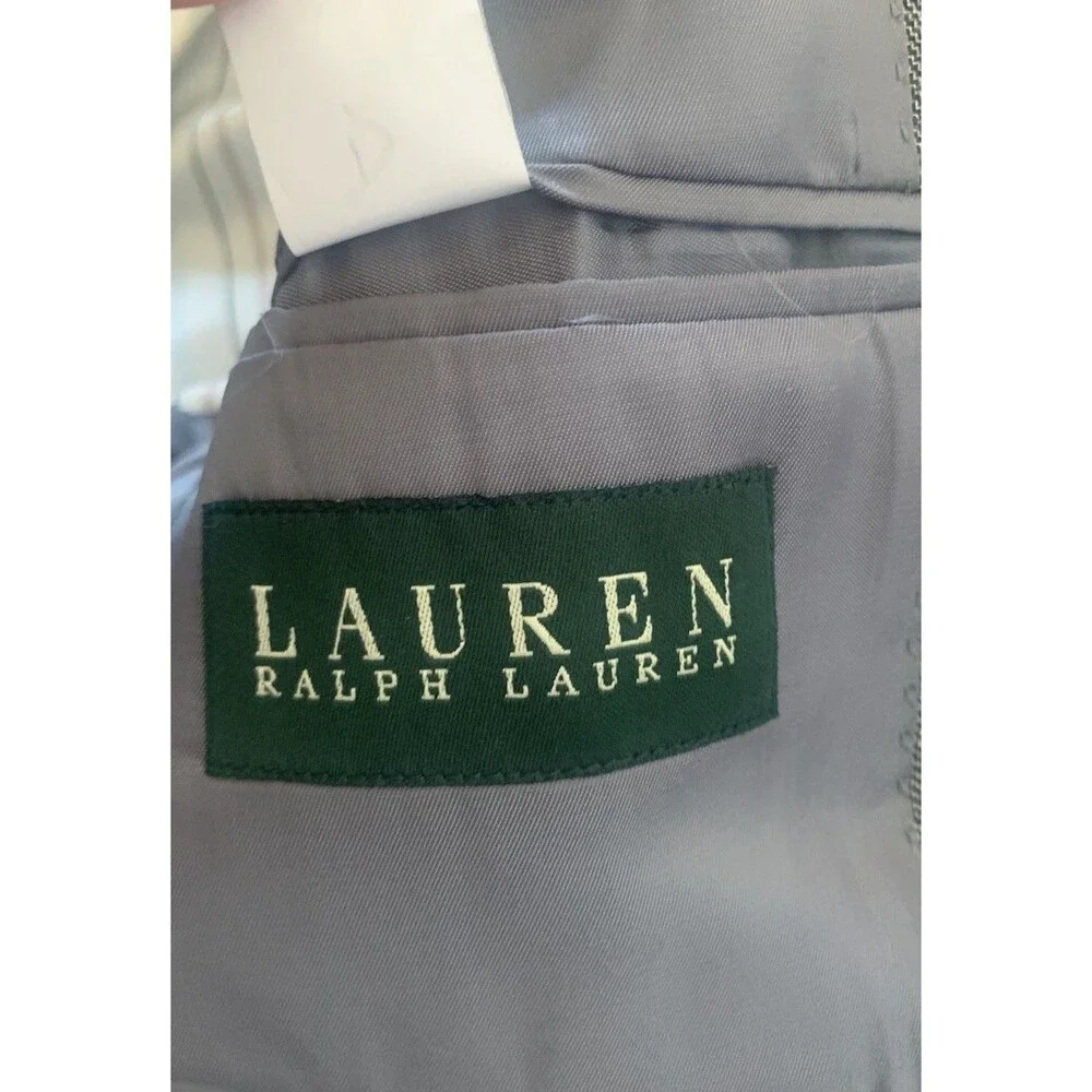 Lauren Ralph Lauren Sport Coat Men's 42L Silk & Wool Grey Blue Windowpane Blazer